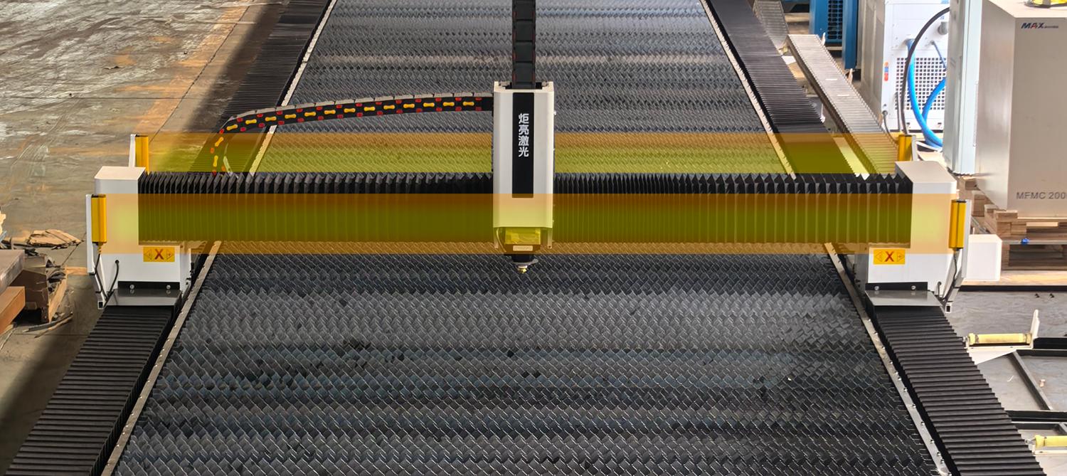 Twin rail structure on cutting machine bed Twin rail structure on cutting machine bed